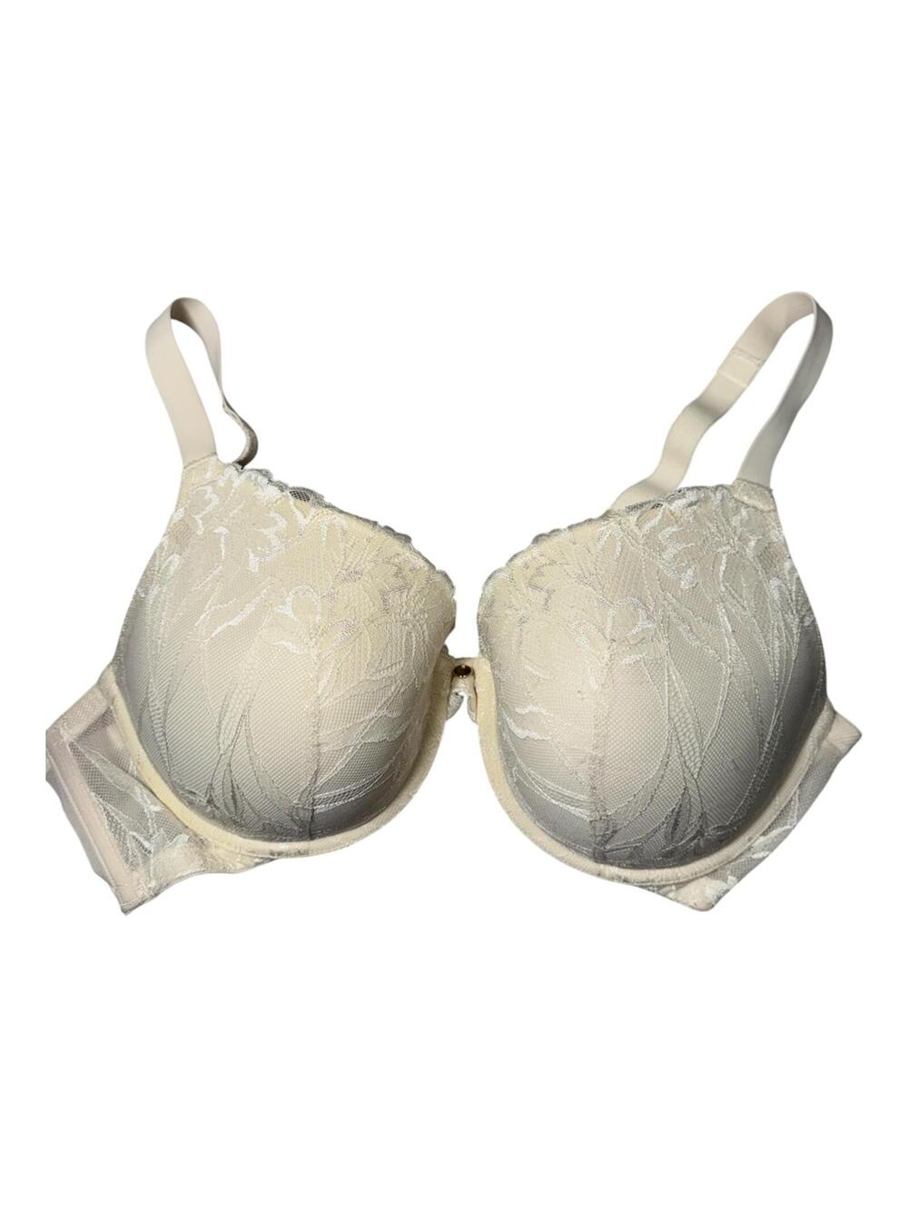 Ambrielle Plunge T-Shirt Bra 42D Beige Lace Mesh Underwire Padded